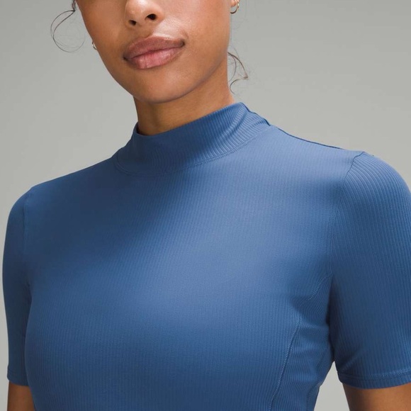 Lululemon 2023 All Aligned Ribbed Short Sleeve Dress Pitch Blue Nulu Athleisure - Picture 12 of 14